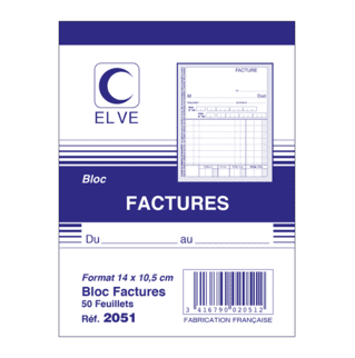 2051 - Bloc "Factures" - 210 x 140 - 50 feuillets - x20