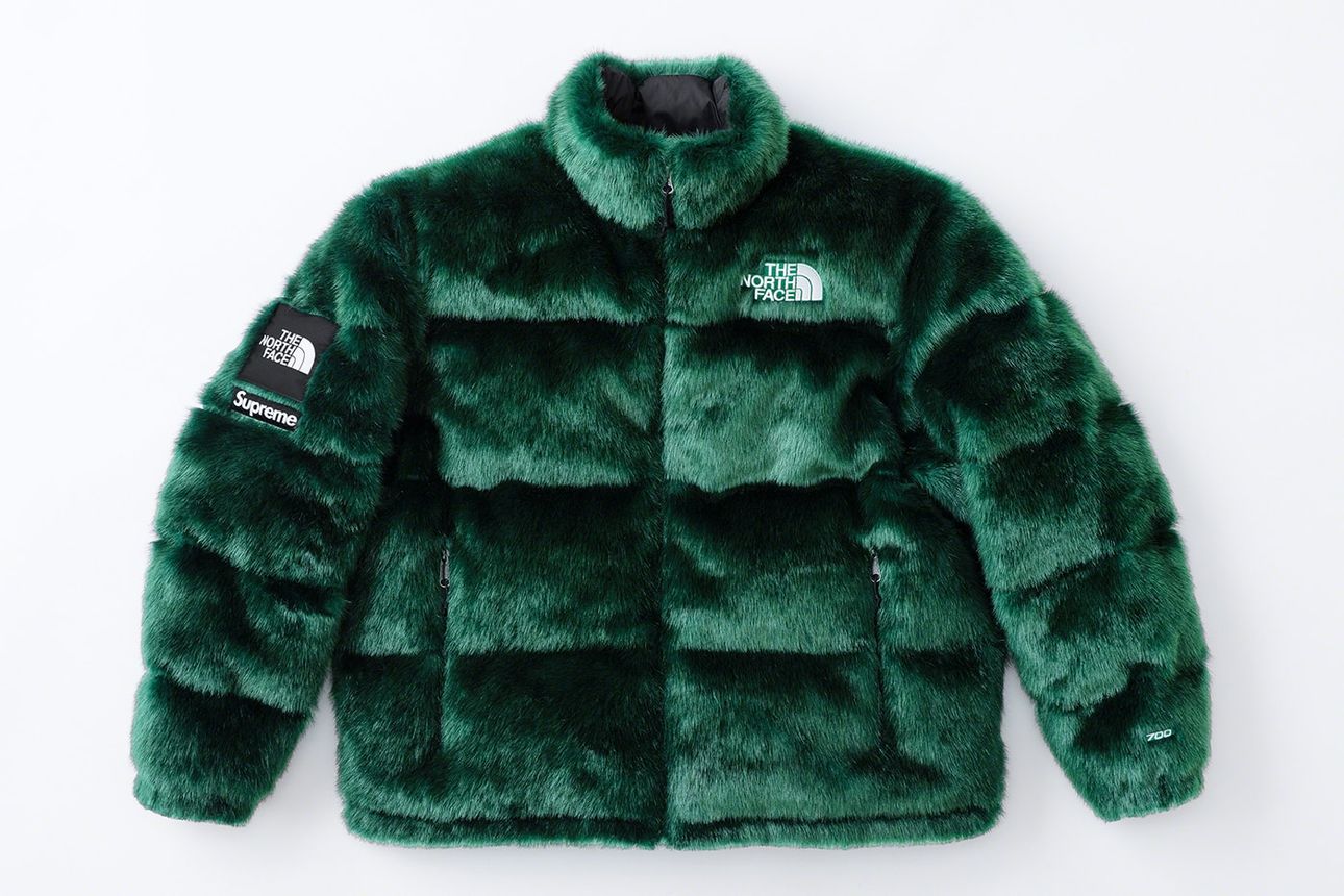 Supreme The North Face Faux Fur Nuptse Jacket Green FW20 'Fw20' | Solesense