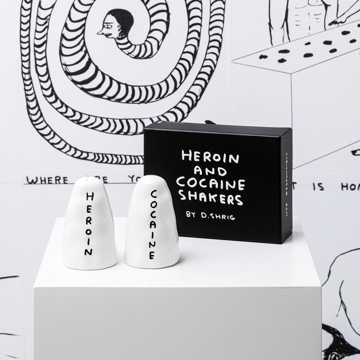 David Shrigley Heroin and Cocaine Salt & Pepper Shakers