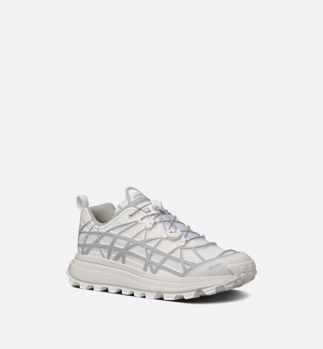 B31 Runner Sneaker White Technical Mesh and Gray Rubber with Warped Cannage Motif | DIOR