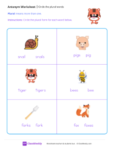 worksheet-Circle-the-plural-words---Tiger