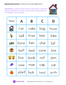 worksheet-Circle-the-correctly-spelled-word---House