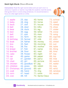 Nouns - Dolch Sight Words List-resource
