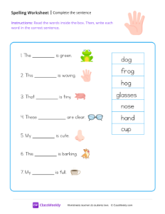 worksheet-Complete-The-Sentence---Fingers