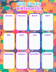 Class Birthday Calendar - Colorful Cutouts (24x36)-resource