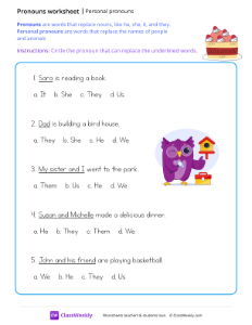 Personal Pronouns - Cake-worksheet