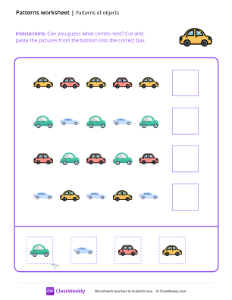 worksheet-Patterns-of-objects---Car