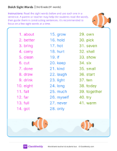 3rd Grade Dolch Sight Words List-resource
