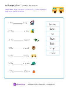 worksheet-Complete-The-Sentence---Yellow-Bus