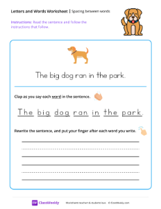 Spacing between words - Big Dog-worksheet