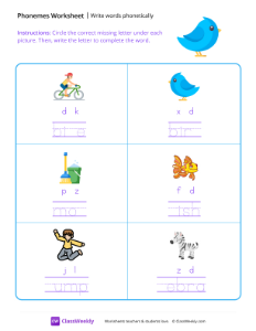 worksheet-Write-Words-Phonetically---Bird