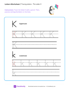 worksheet-Tracing-Letters---The-Letter-K