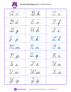 Cursive Writing A to Z - Student Guide-resource