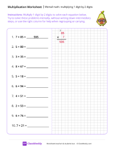 worksheet-Mental-Math:-Multiplying-1-digit-by-2-digits---Tough-Avocado