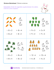 Division sentences - Bunny-worksheet