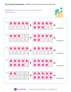 Addition with ten frames (sums within 20) - Toy-worksheet