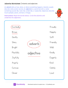 Adverbs and adjectives - Carrot-worksheet