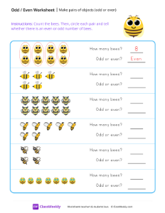 worksheet-Make-Pairs-of-Objects-(odd-or-even)---Happy-Bee