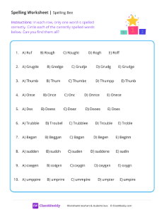 Spelling Bee - Podium-worksheet