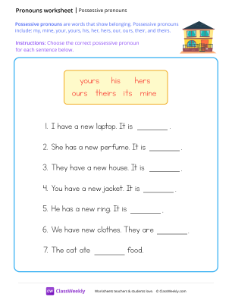 Possessive pronouns - House-worksheet