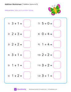 worksheet-Adding-within-5---Butterfly