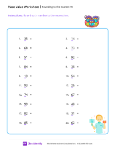 Rounding to the nearest 10 - Mugs-worksheet