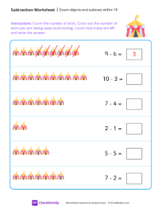 worksheet-Count-objects-and-subtract-within-10---Circus