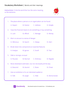 Words and Their Meanings - Apple Detective-worksheet