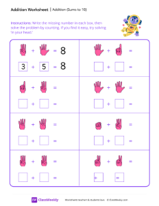 worksheet-Counting-fingers-(sums-to-10)---Yellow-Astronaut