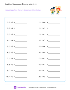 worksheet-Adding-within-10---Friends