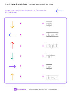 worksheet-Direction-words-(match-and-trace)---Left-Arrow