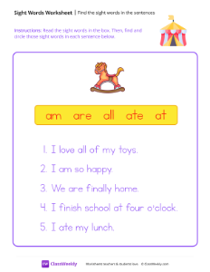 worksheet-Find-the-sight-words-in-the-sentences---Circus