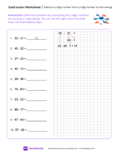 worksheet-Subtract-a-2-digit-number-from-a-2-digit-number-(no-borrowing)---Drone