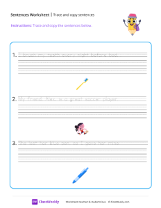 Trace and copy sentences - Pencil-worksheet