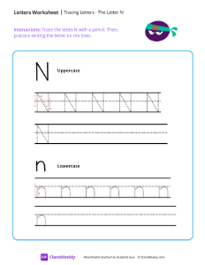 worksheet-Tracing-Letters---The-Letter-N