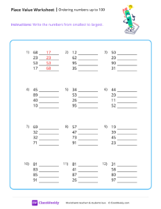 worksheet-Ordering-Numbers-(up-to-100)---Pencil