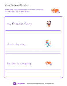 worksheet-First-Word-Capitalization---Lazy-Pup