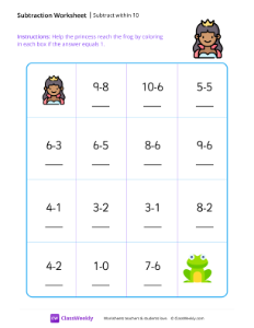 worksheet-Subtract-within-10---Queen