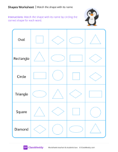 worksheet-Match-the-shape-with-its-name---Penguin