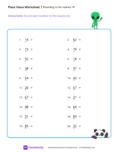 Rounding to the nearest 10 - Alien-worksheet