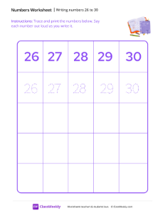worksheet-Writing-numbers-26-to-30---Notebooks