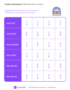 worksheet-Matching-Fractions-to-Words---Carousel