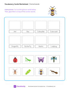 worksheet-Animal-words---Bee