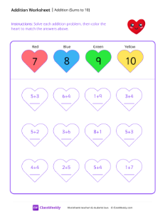 worksheet-Addition-(Sums-to-10)---Happy-Heart