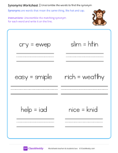 worksheet-Unscramble-the-words-to-find-the-synonym---Monkey