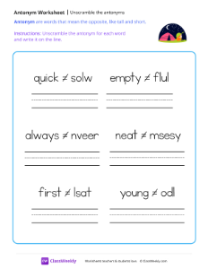 worksheet-Unscramble-the-antonyms---Night