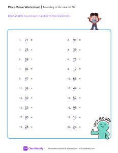 Rounding to the nearest 10 - Aviator-worksheet