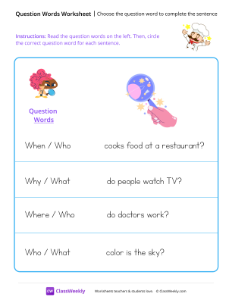 worksheet-Choose-the-question-word-to-complete-the-sentence---Chef