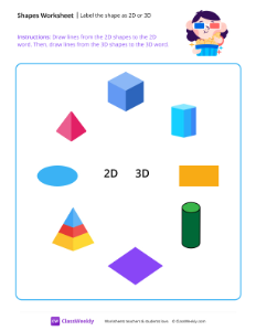 worksheet-Label-the-shape-as-2D-or-3D---3D-Glasses