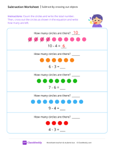 Subtract by crossing out objects - Blower-worksheet